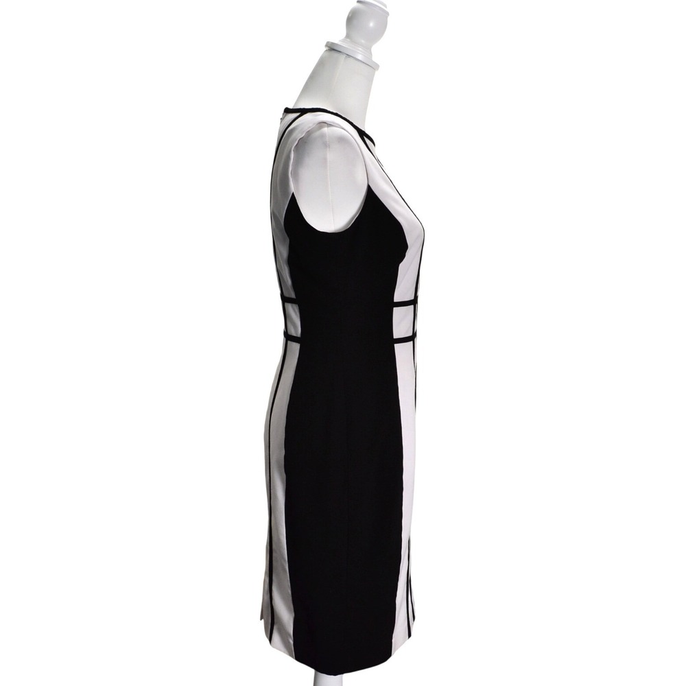 Calvin Klein Women's Size 4 Colorblock Sheath Dress Black‎ White Sleeveless Work - Picture 3 of 6